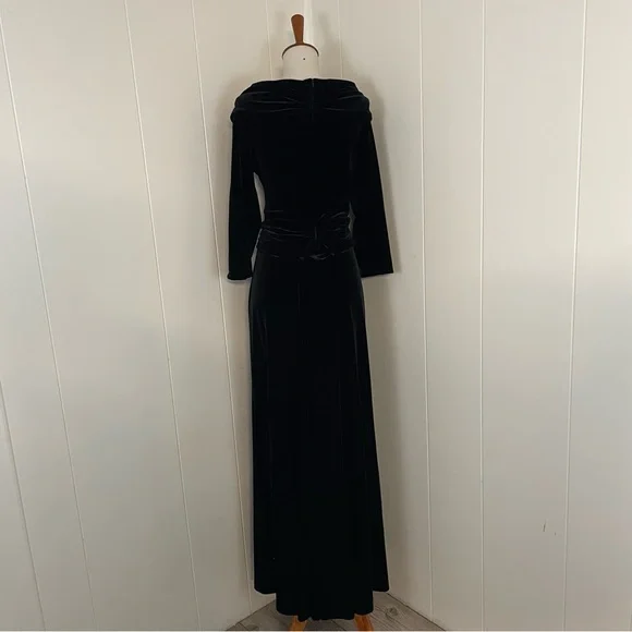 Vintage 90s Velvet Dress‎ Women’s 12 3/4 Sleeve V-Neck - Picture 8 of 12